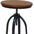 23" Chestnut And Black Steel Swivel Backless Adjustable Height Bar Chair