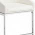 35" White And Silver Faux Leather And Steel Low Back Bar Height Bar Chair