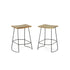 Set of Two 25" Natural And Black Steel Backless Counter Height Bar Chairs