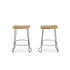 Set of Two 25" Natural And Black Steel Backless Counter Height Bar Chairs