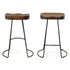 Set of Two 25" Chestnut And Black Steel Backless Counter Height Bar Chairs