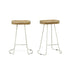 Set of Two 25" Natural And White Steel Backless Counter Height Bar Chairs