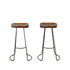 Set of Two 31" Chestnut And Black Steel Backless Bar Height Bar Chairs