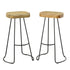 Set of Two 31" Natural And Black Steel Backless Bar Height Bar Chairs