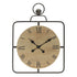 18" Square Brown and Black Wood and Solid Wood Analog Wall Clock