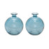 Set of Two 6" Blue Glass Round Table Vases