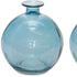 Set of Two 6" Blue Glass Round Table Vases