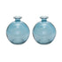 Set of Two 6" Blue Glass Round Table Vases