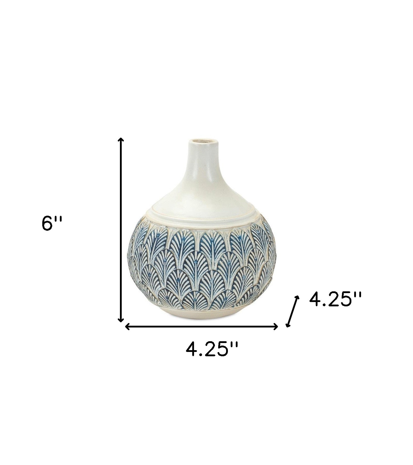 Set Of Three 6" Polyresin Blue and White Round Table vase