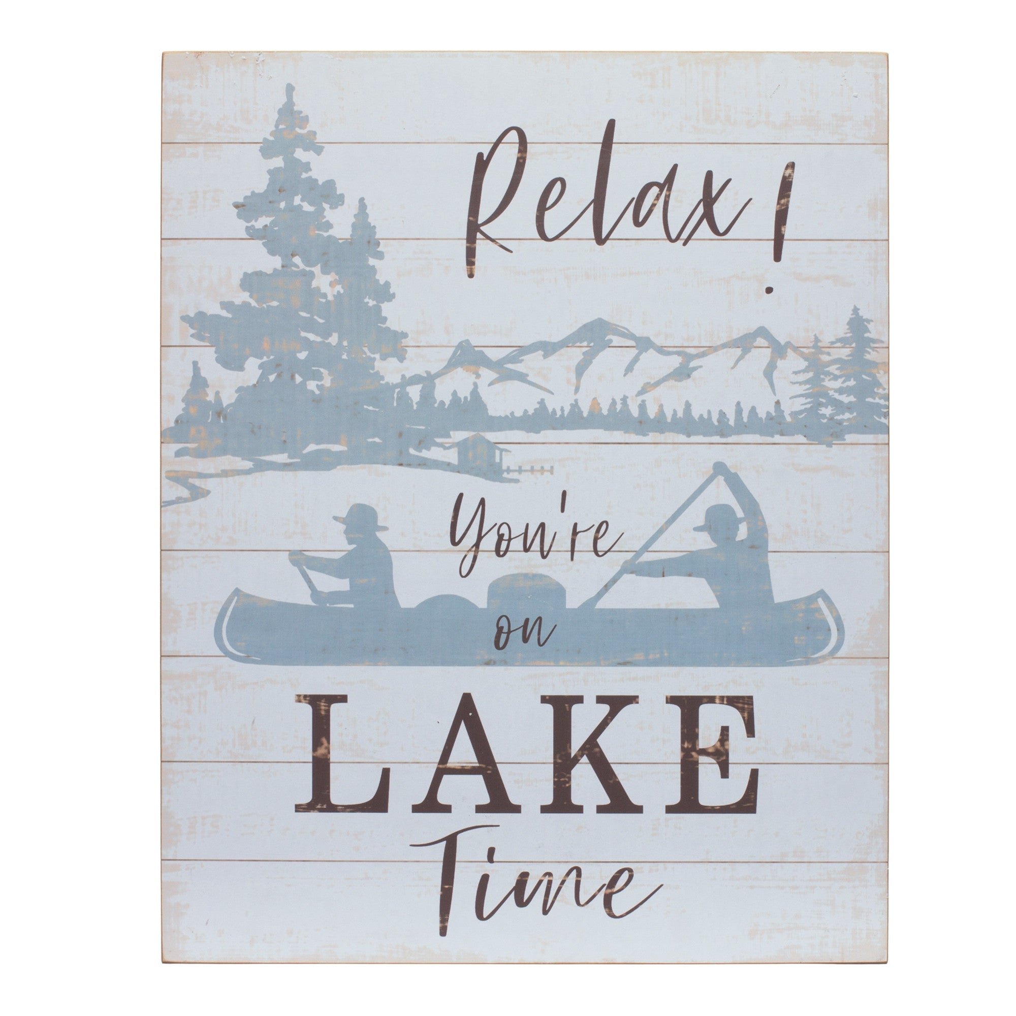 Set Of Two White Solid Wood Lake Wall Decor