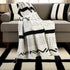 Black and White Woven Cotton Striped Throw Blanket