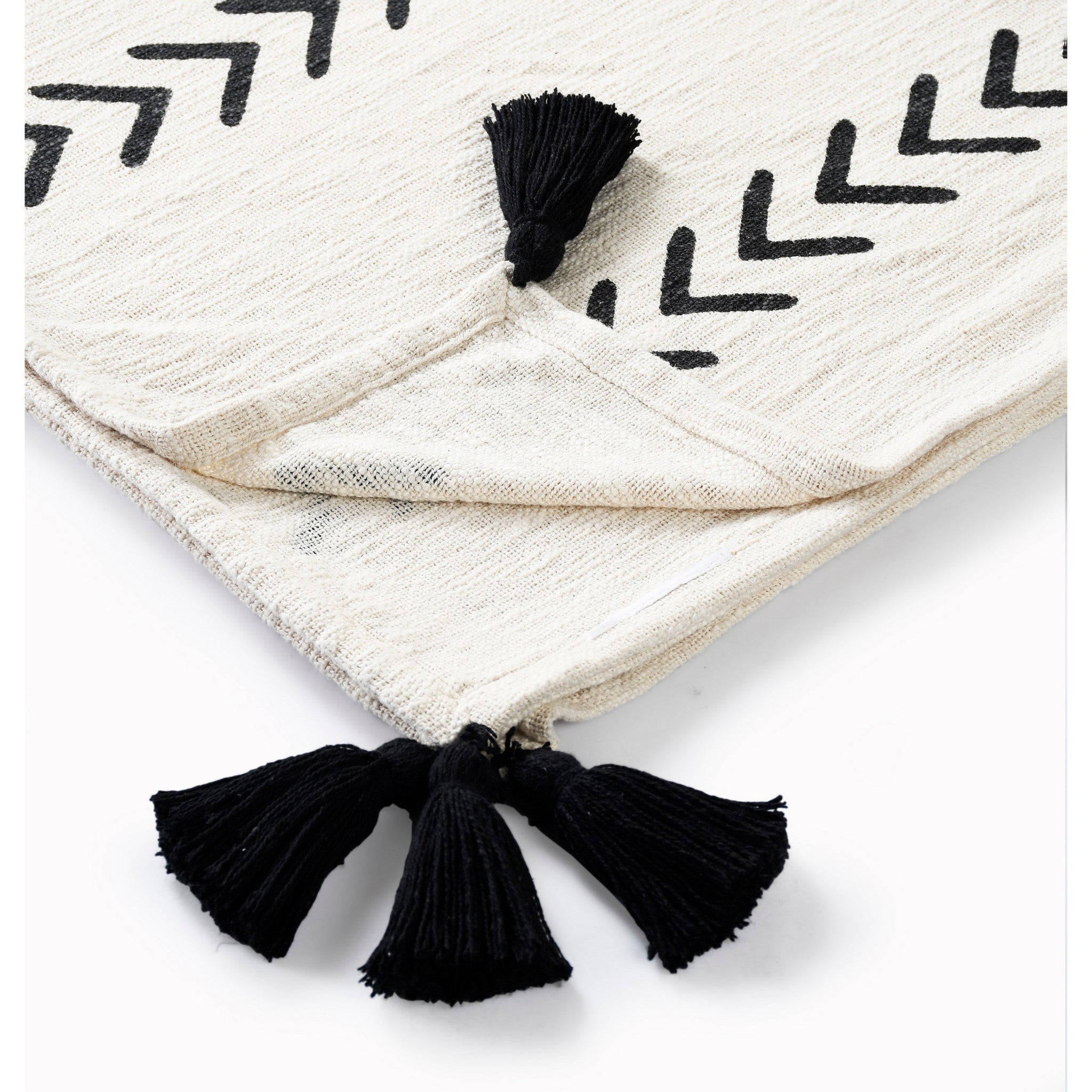 Black and White Woven Cotton Striped Throw Blanket