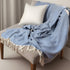 Blue Woven Cotton Herringbone Throw Blanket