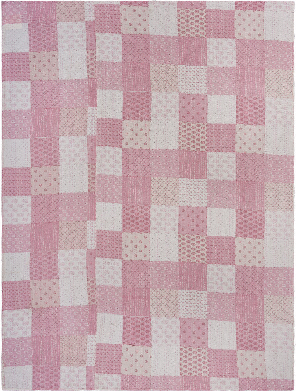 Pink Knitted Cotton Geometric Throw