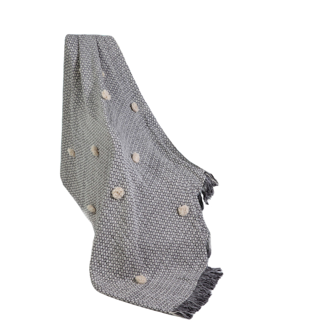 Gray Woven Cotton Houndstooth Throw Blanket