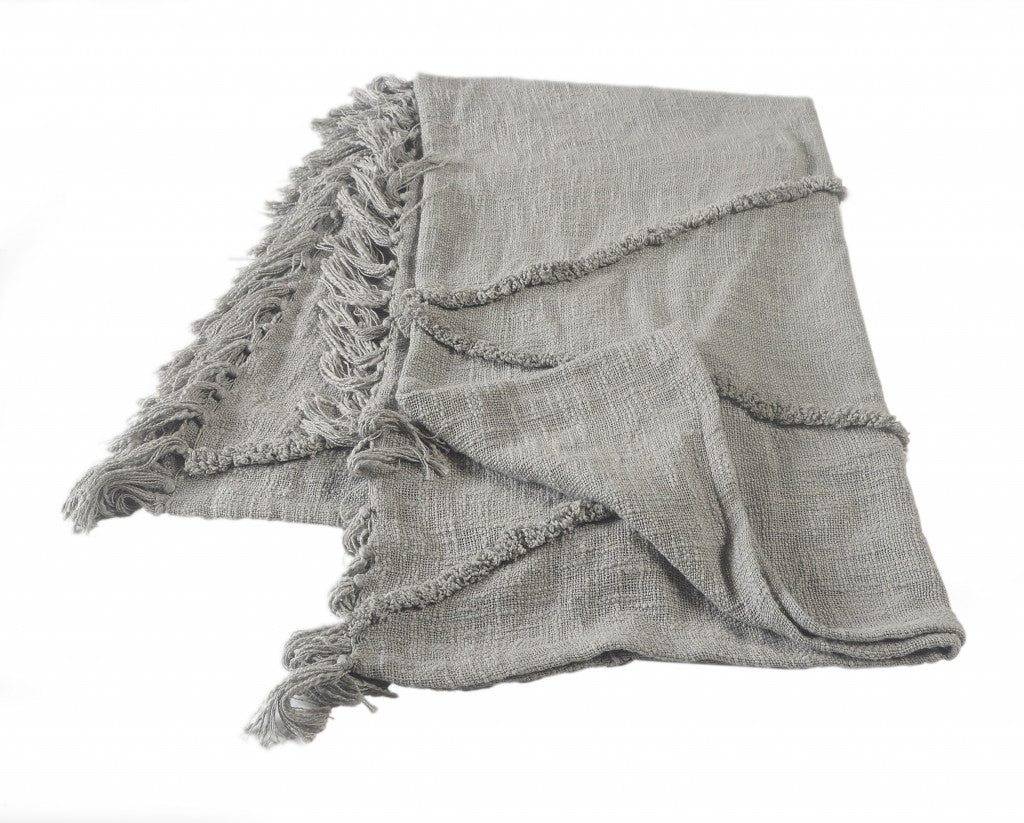 Cream Woven Cotton Solid Color Throw Blanket