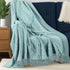 Cream Woven Cotton Solid Color Throw Blanket