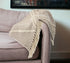 Cream Woven Cotton Herringbone Throw Blanket