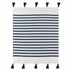 Blue and White Woven Cotton Striped Throw Blanket