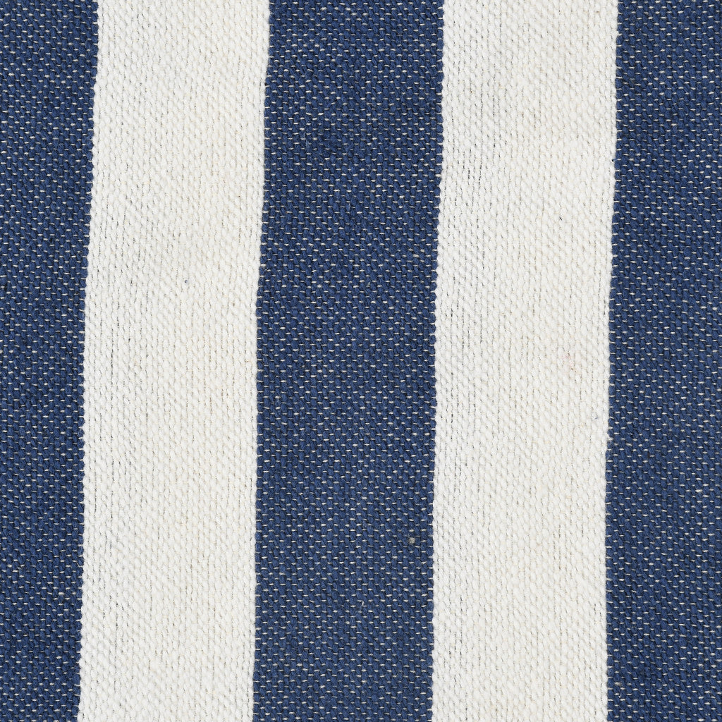 Blue and White Woven Cotton Striped Throw Blanket