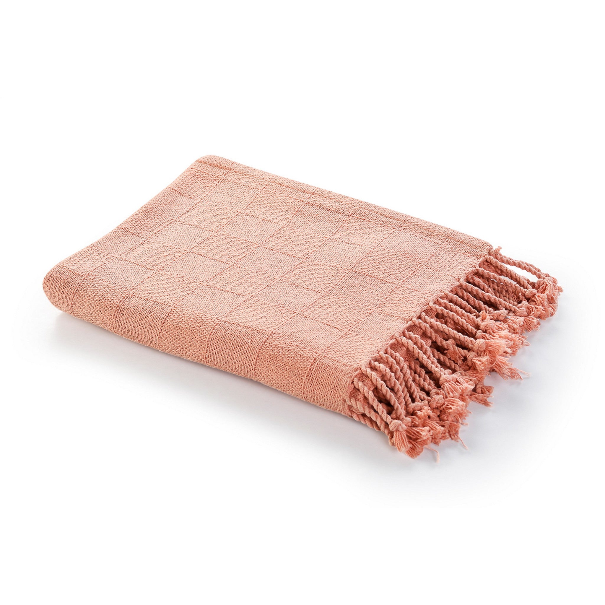 Pink Woven Cotton Solid Color Throw Blanket