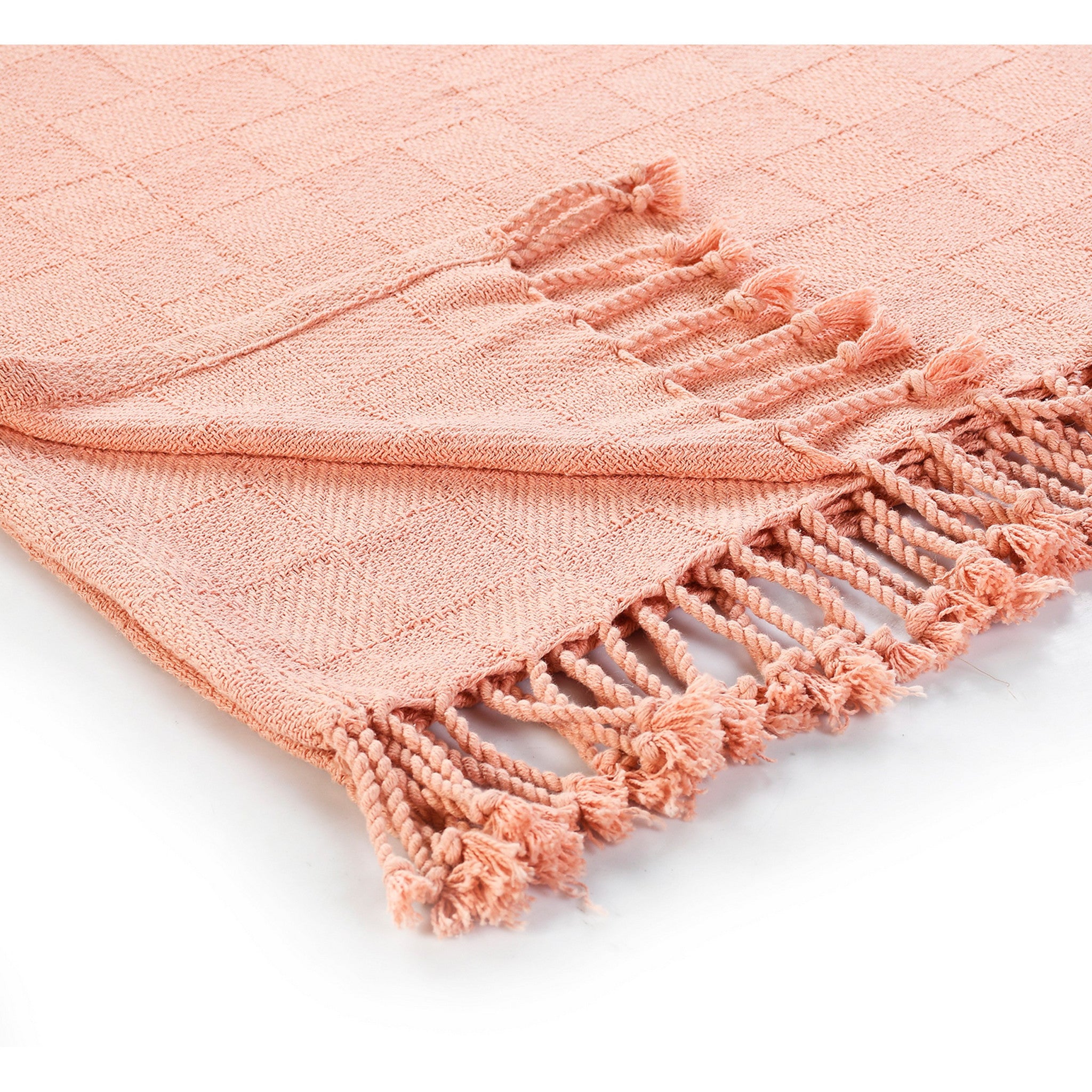 Pink Woven Cotton Solid Color Throw Blanket