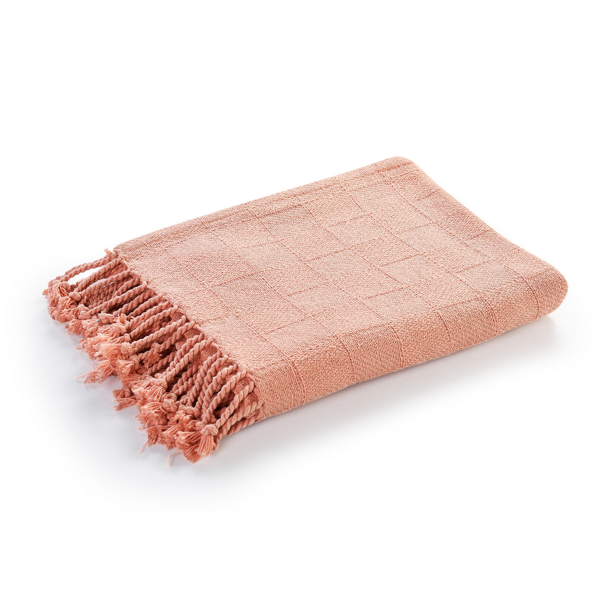 Pink Woven Cotton Solid Color Throw Blanket