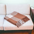 Brown and White Woven Cotton Checkered Throw Blanket