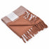 Brown and White Woven Cotton Checkered Throw Blanket