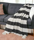 Blue and White Woven Cotton Striped Throw Blanket