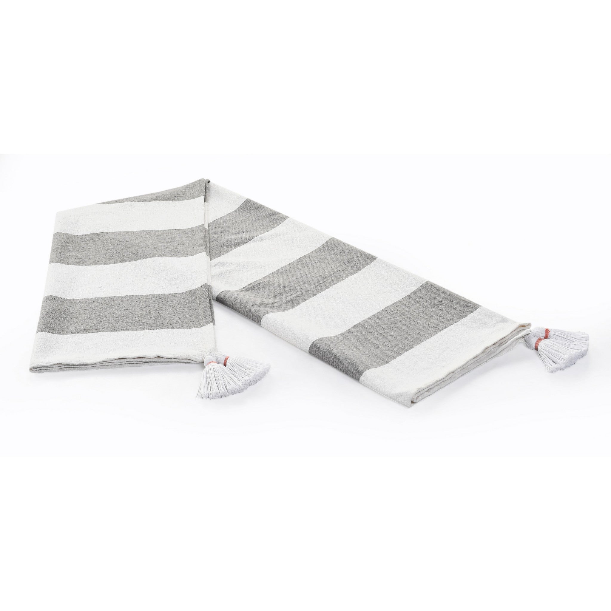 Blue and White Woven Cotton Striped Throw Blanket