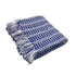 Blue and White Woven Cotton Striped Throw Blanket