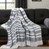 Blue and White Woven Cotton Striped Throw Blanket