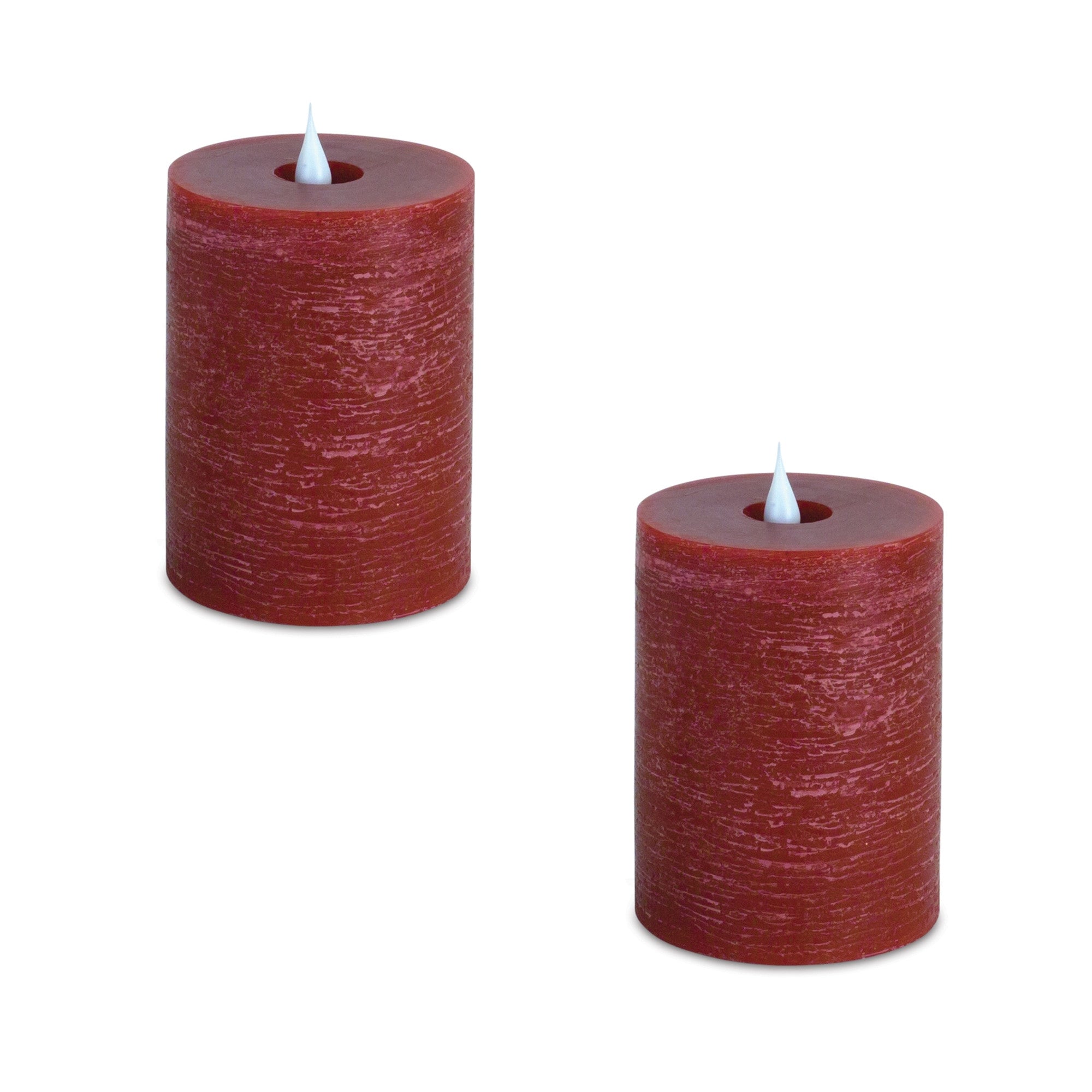 Set of Two Red Flameless Pillar Candle