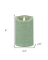 Set of Two Green Flameless Pillar Candle