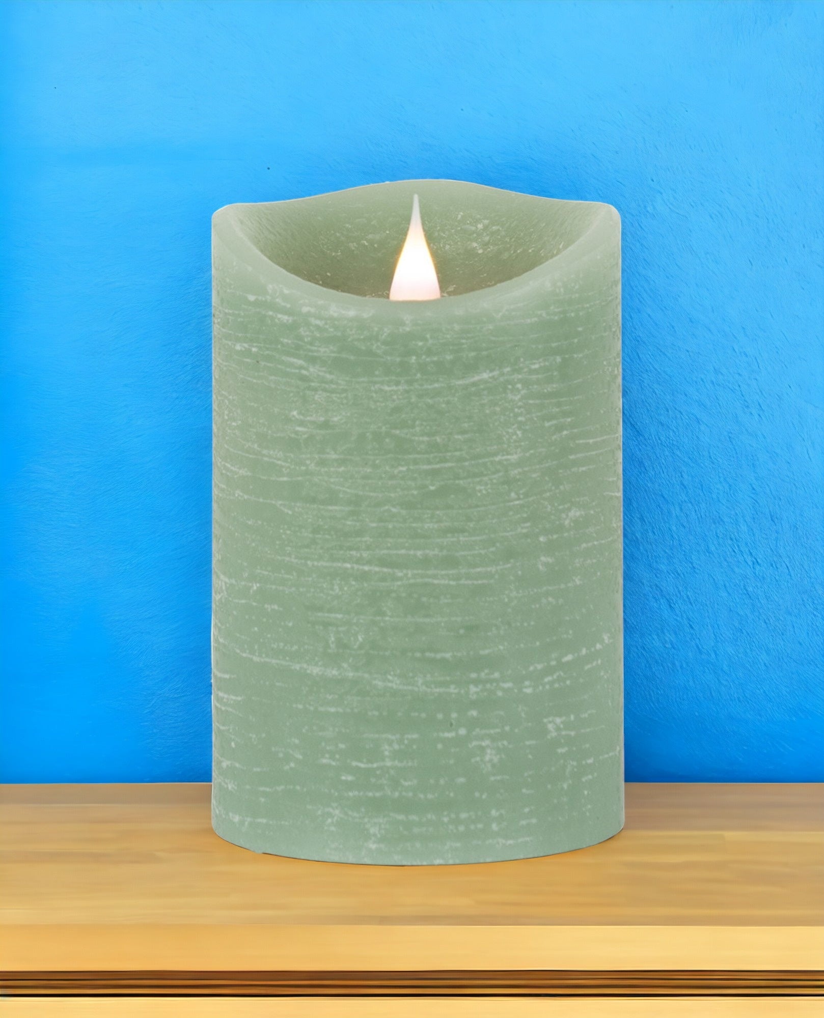 Set of Two Green Flameless Pillar Candle