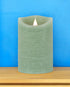 Set of Two Green Flameless Pillar Candle