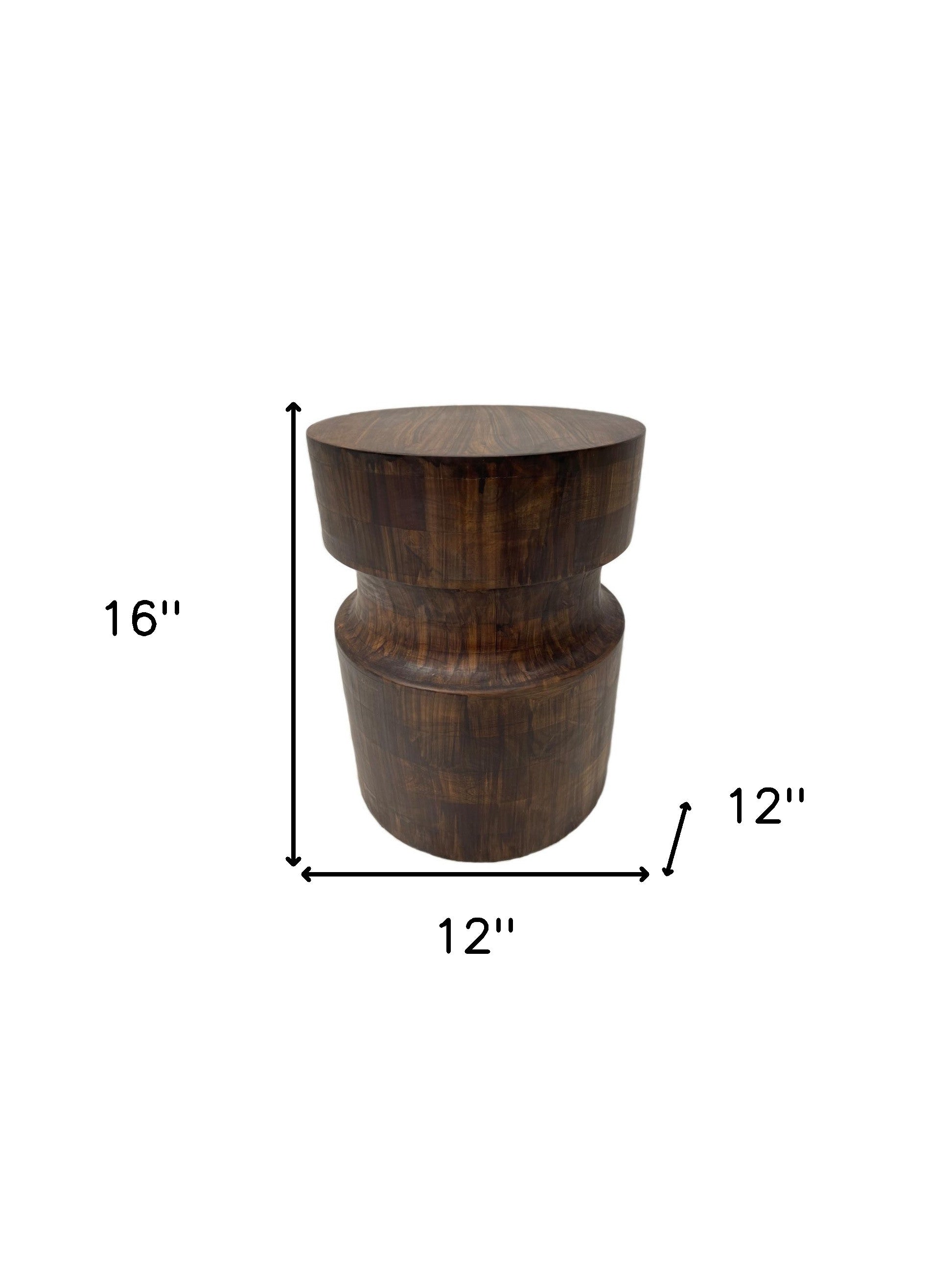 16" Brown Solid Wood Round End Table