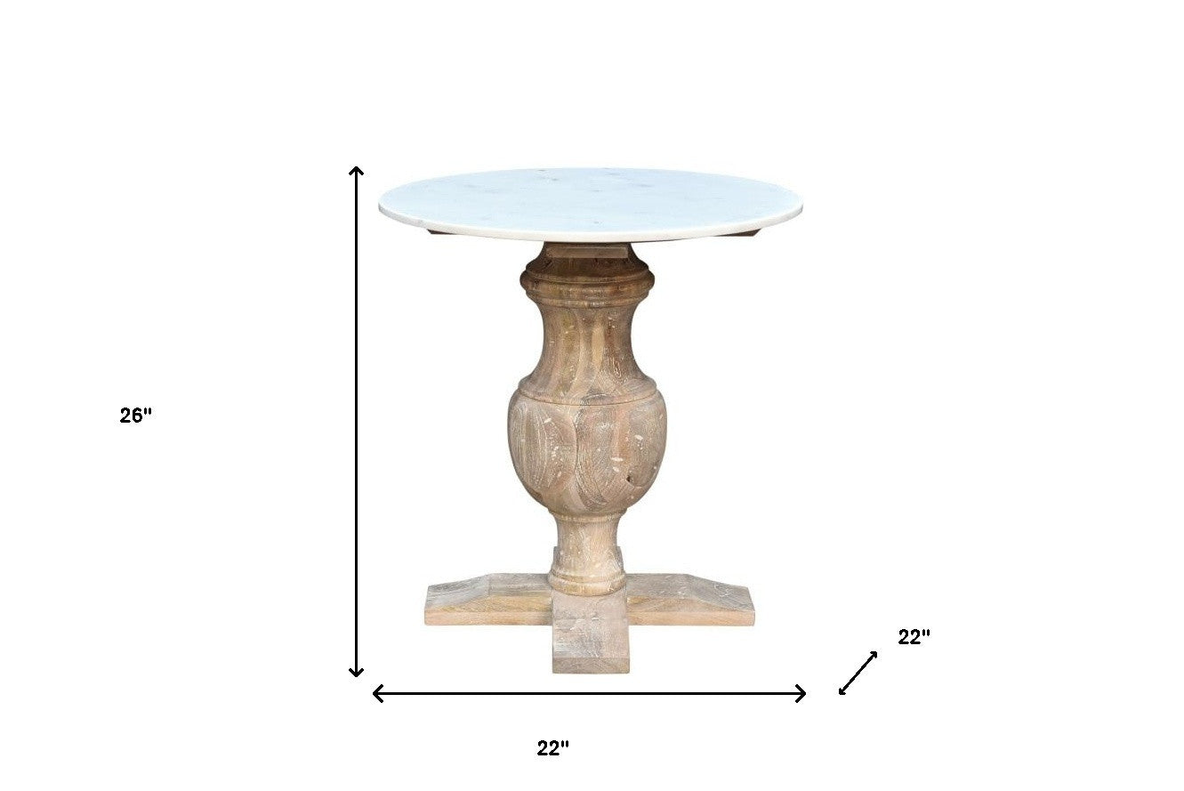 26" Brown Marble Round End Table