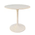 30" White Rounded Marble And Iron Pedestal Base Dining Table