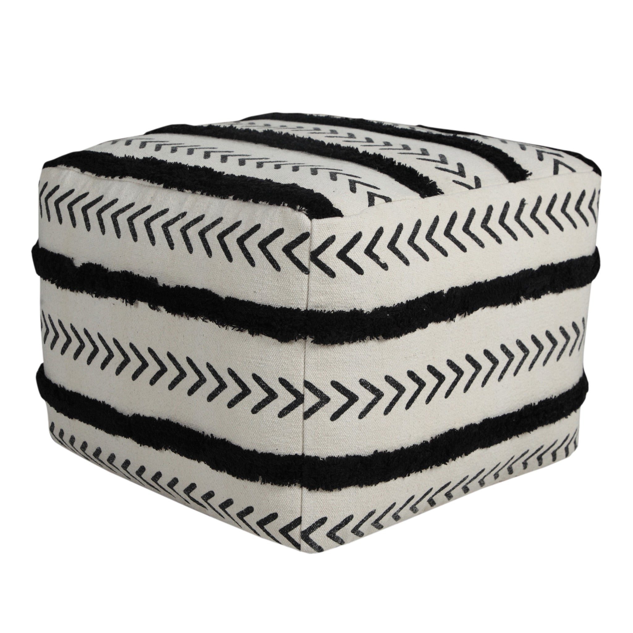 18" White 100% Cotton Ottoman