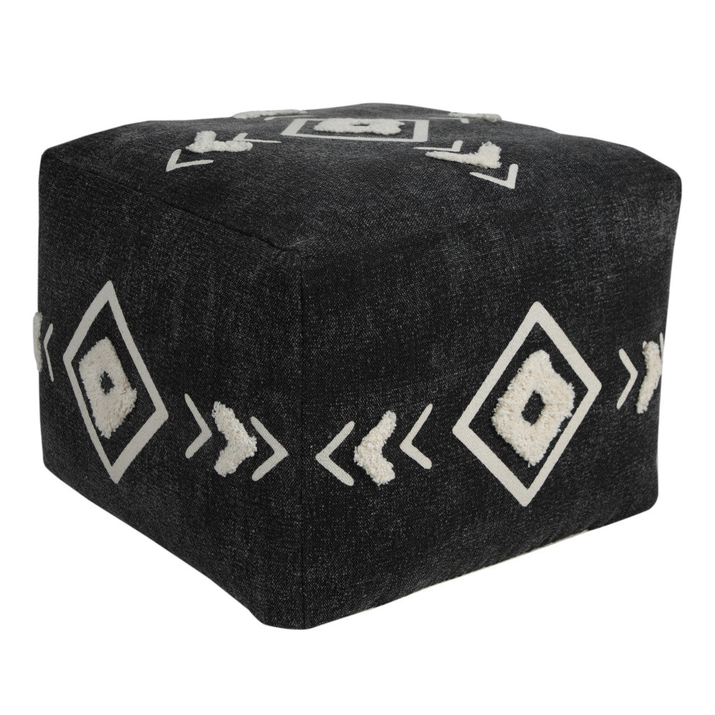 18" Black 100% Cotton Ottoman