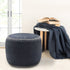 18" Blue 100% Cotton Ottoman