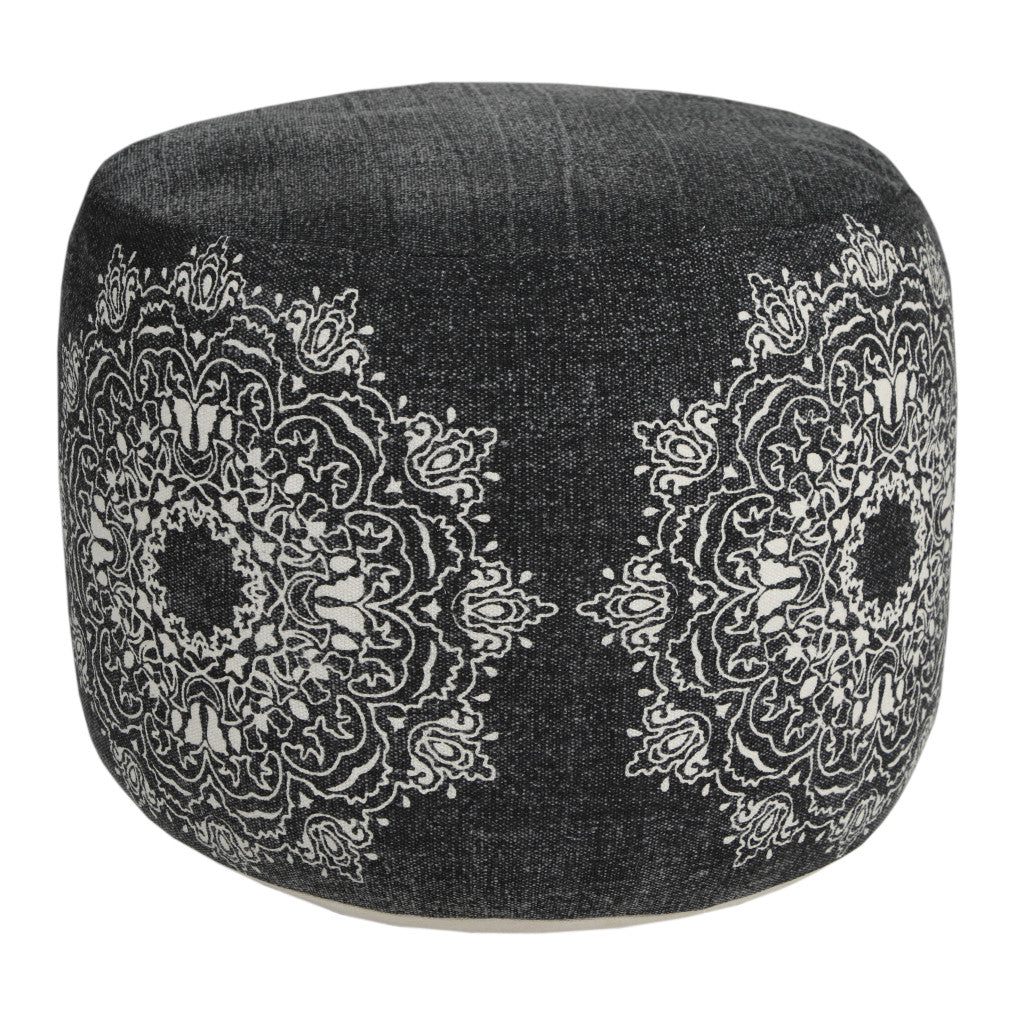 18" Black 100% Cotton Ottoman