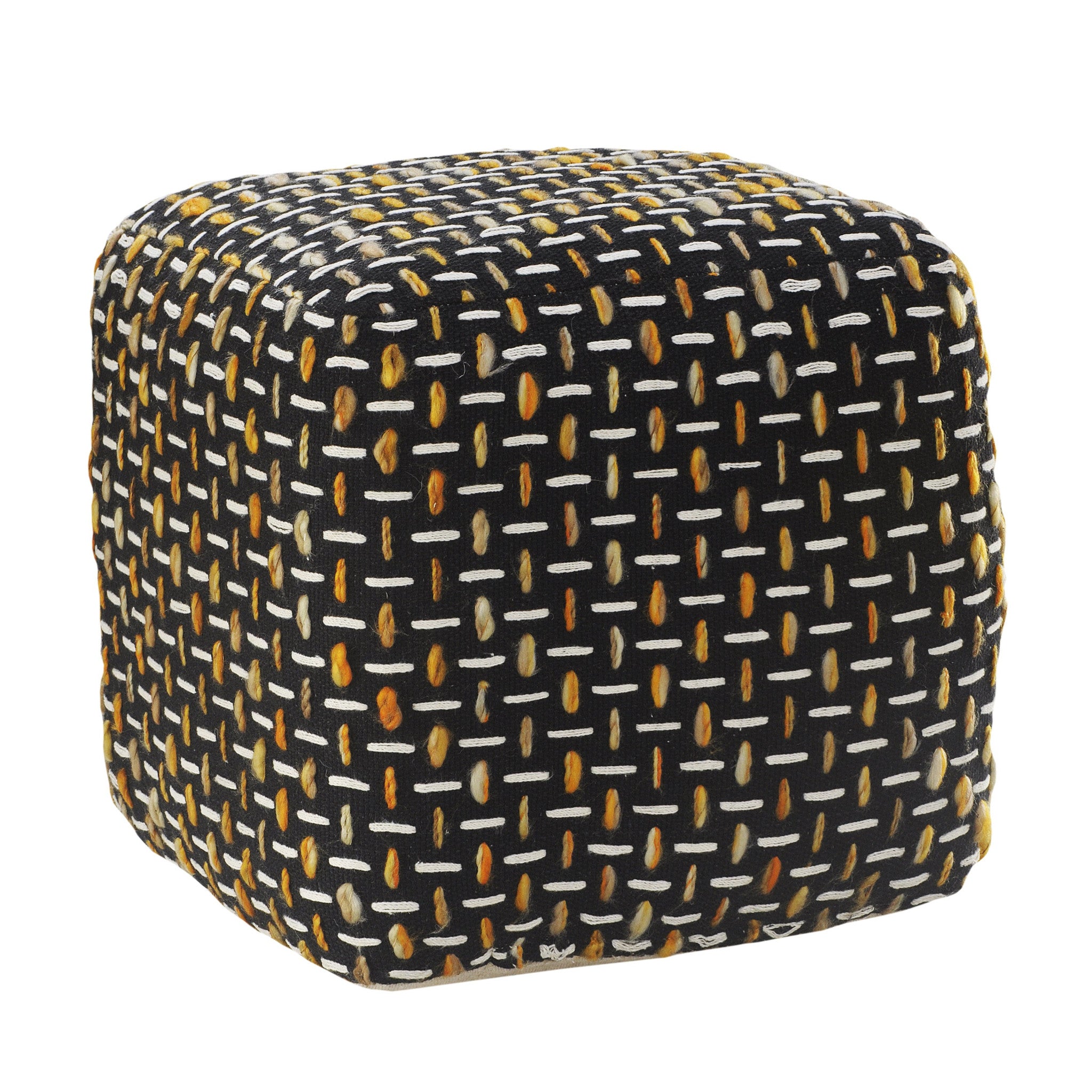 16" Black Polyester Ottoman