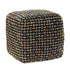 16" Black Polyester Ottoman