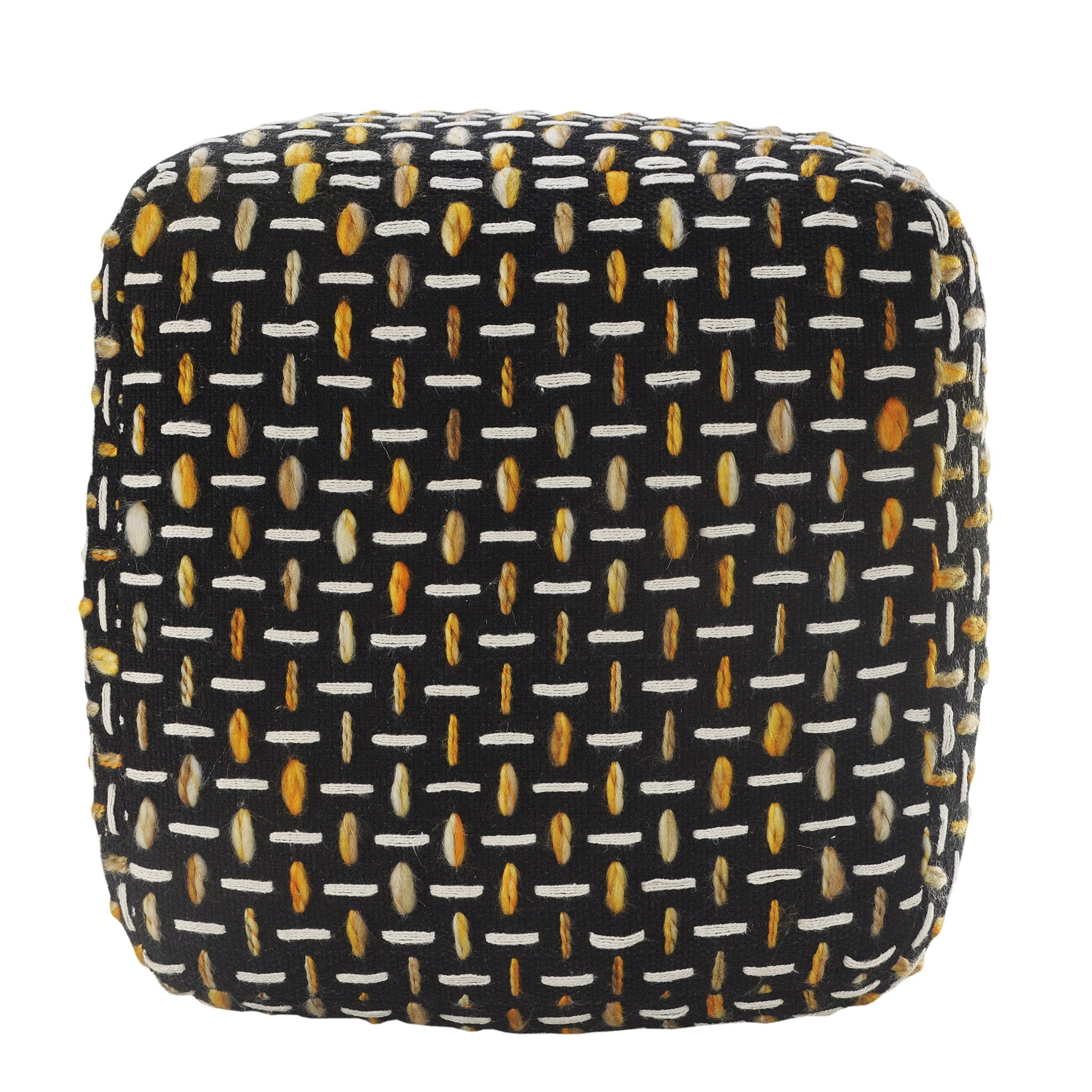 16" Black Polyester Ottoman