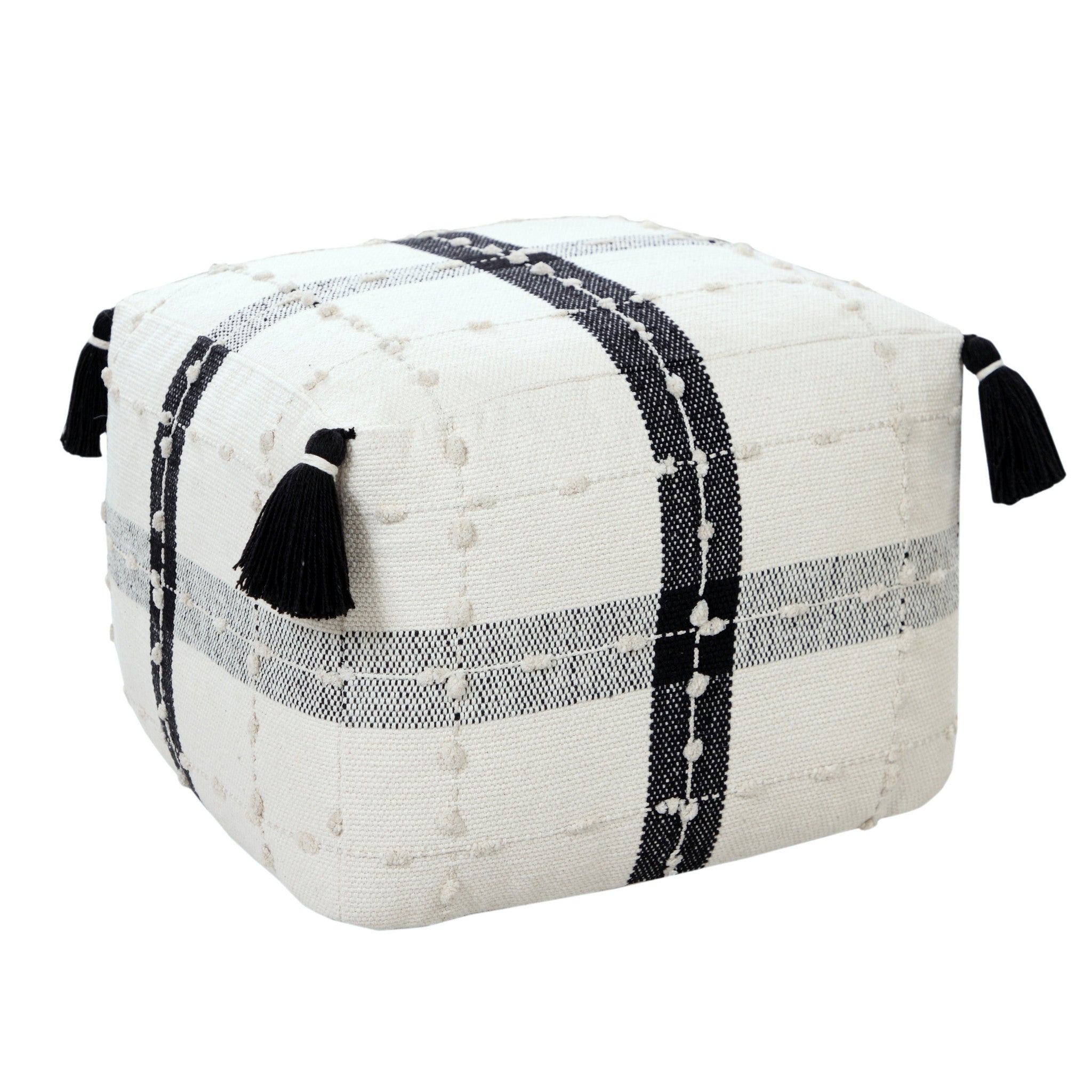 18" Black 100% Cotton Ottoman