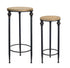 Set of Two 27" Black And Brown Round End Tables