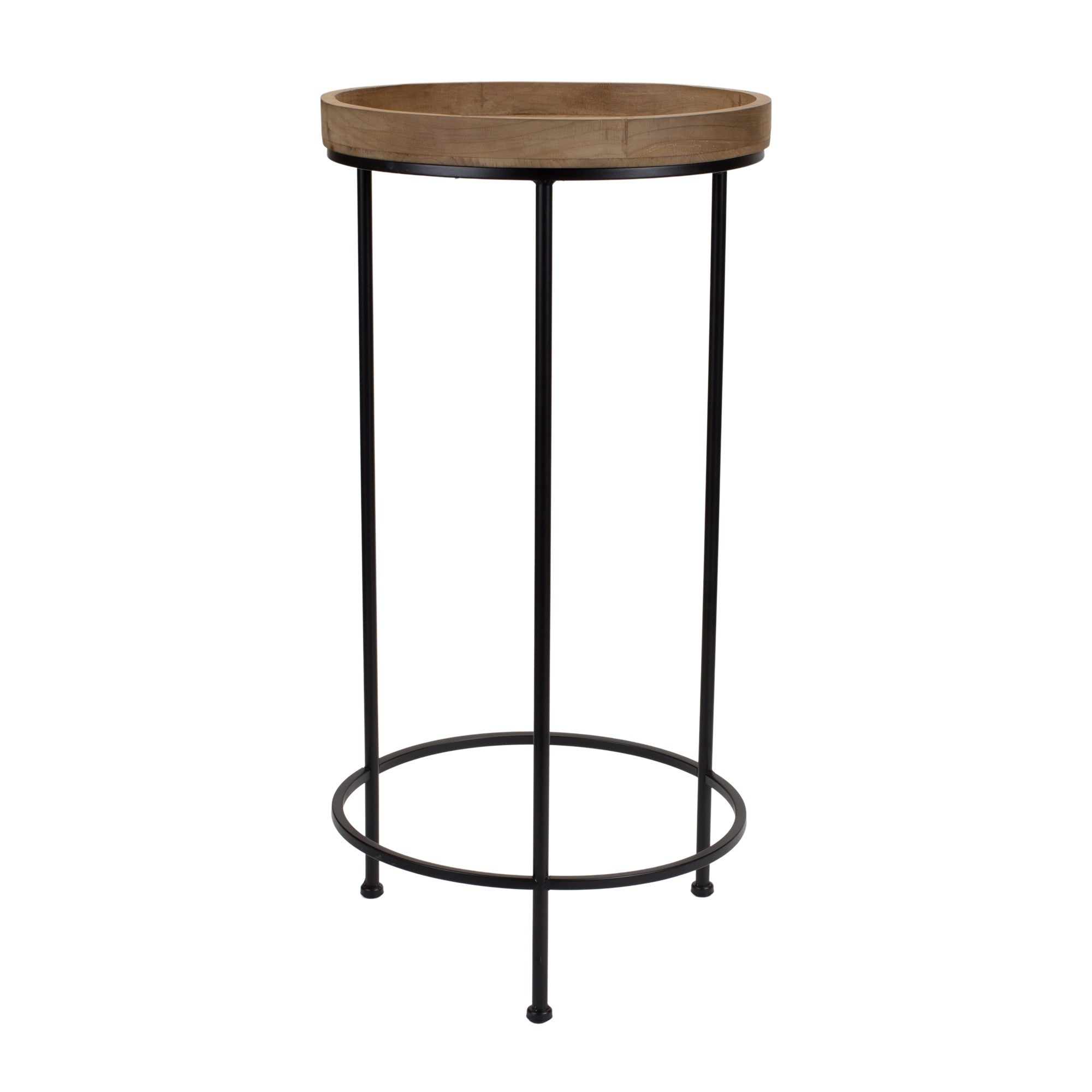 Set of Three 29" Black And Brown Round End Tables